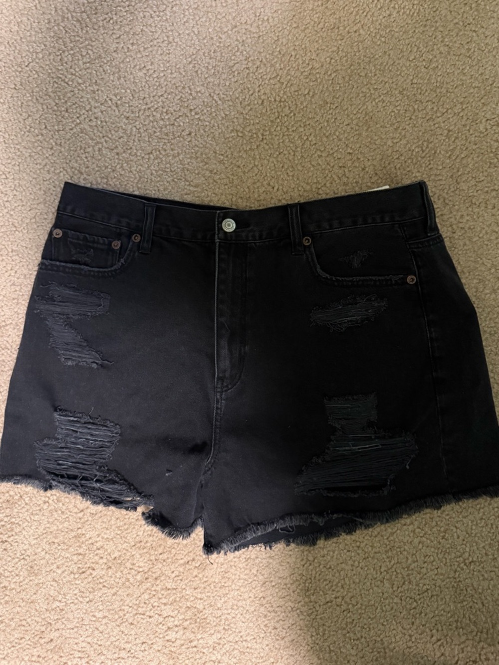 American Eagle Outfitters Black Distressed Denim Shortalls